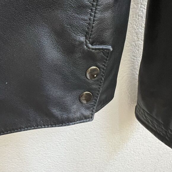 Sandy Dalal Vtg Leather Jacket Mens Sz 48 US M Black Full Zip Pockets - Picture 6 of 9
